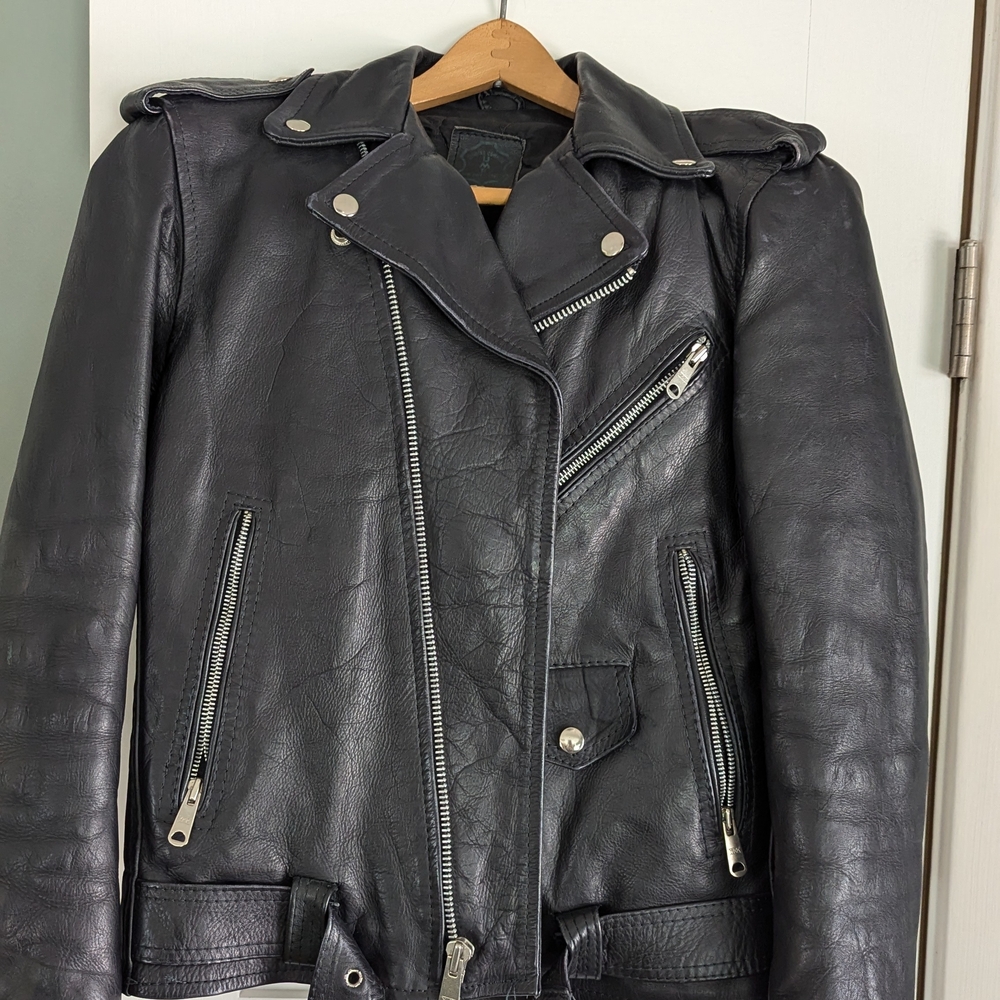 Women's Classic Black Leather Biker Jacket